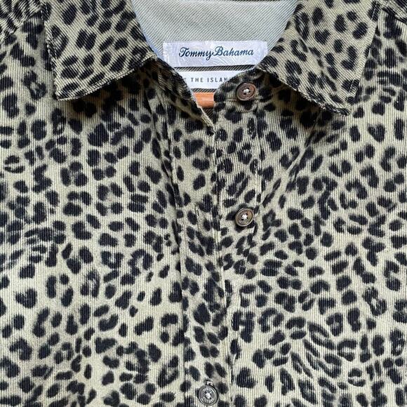 Tommy Bahama XS Shirt Dress | Leopard Corduroy, Cotton Belted Pockets Safari New - Picture 6 of 10